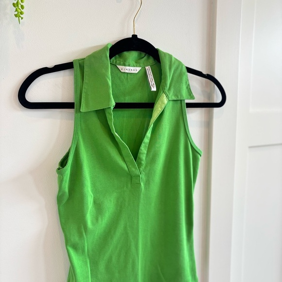 Clothes Brand 100% Pure Cotton Green Women's Collard Sleeveless V-Neck Top Small - Picture 3 of 10